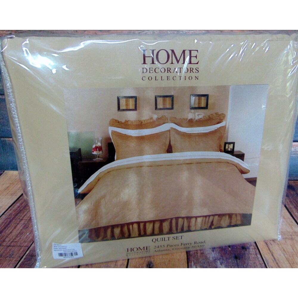 NEW Bedding 100% COTTON QUILT + PILLOW SHAMS SET Beige Twin Full Queen Blanket